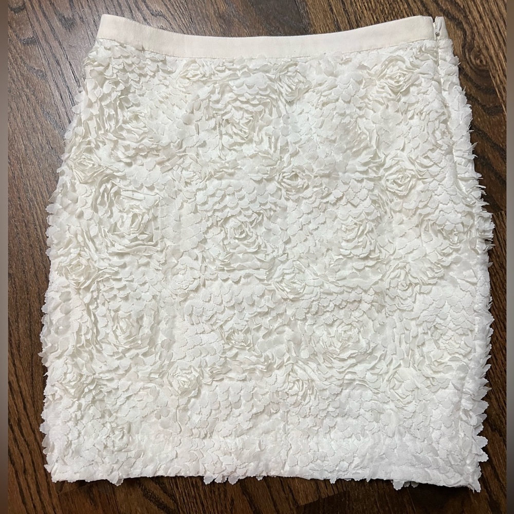 Pearl White Floral Textured Skirt by Loft